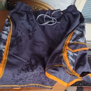 Nike Men's Gray and Orange Swim Shorts XL